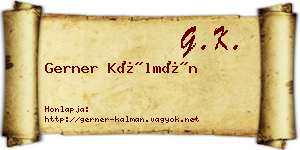 Gerner Kálmán névjegykártya